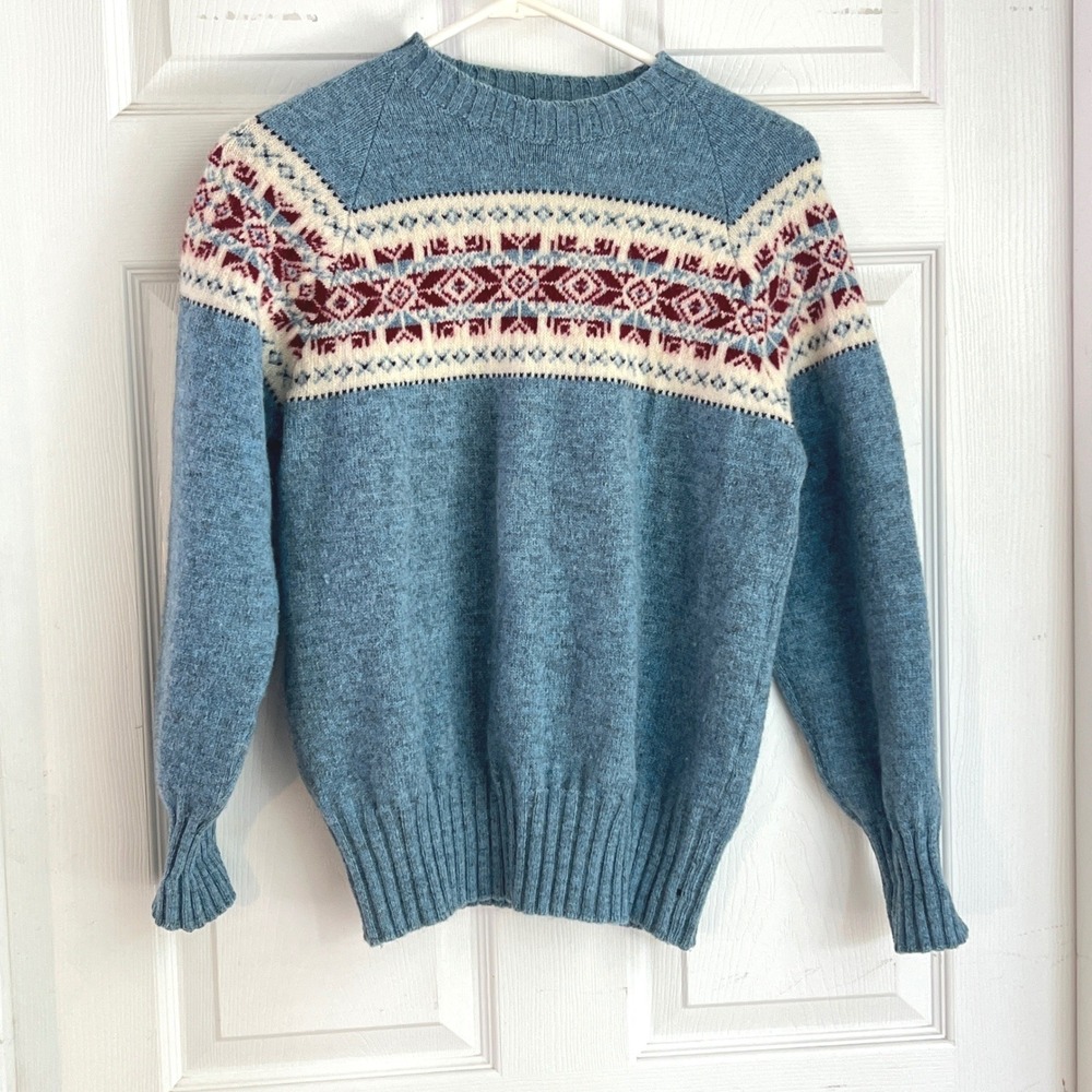 Conte of Florence Vtg Wool Sweater READ Womens M Fair Isle Nordic Preppy Retro